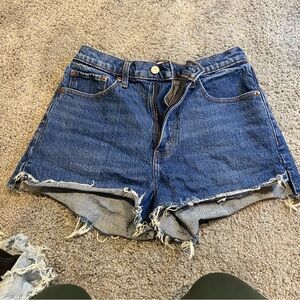 Abercrombie & Fitch Blue Frayed Jean Shorts
